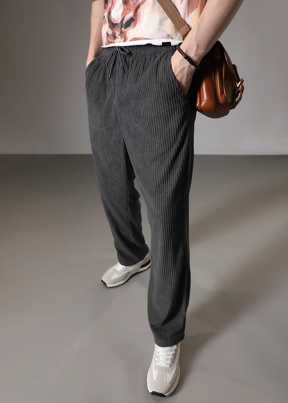 Pantalon en velours côtelé à taille élastique – Coupe décontractée pour homme