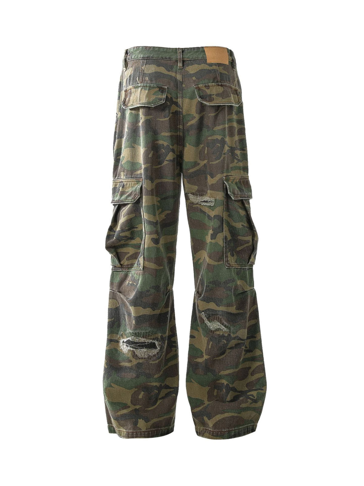 Pantalon ample déchiré - Pantalon camouflage à jambe large pour homme