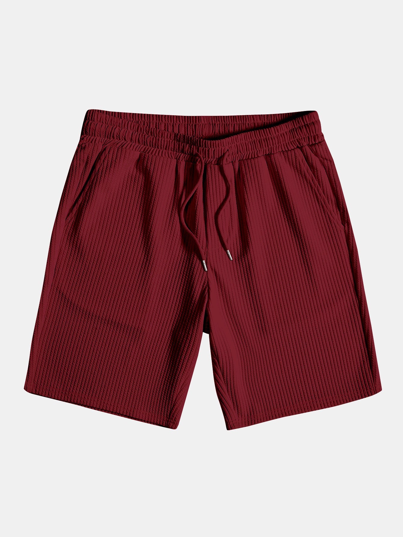Côtelé coupe ajustée chemise à col montant et short à cordon de serrage deux ensembles