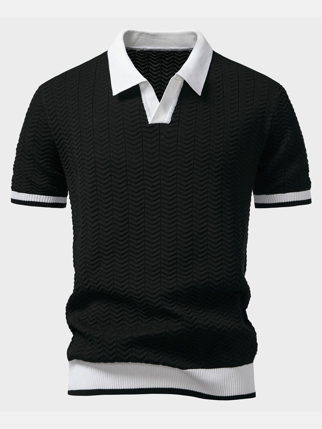 Chemises au crochet homme polo tricoté col V élégant tendance