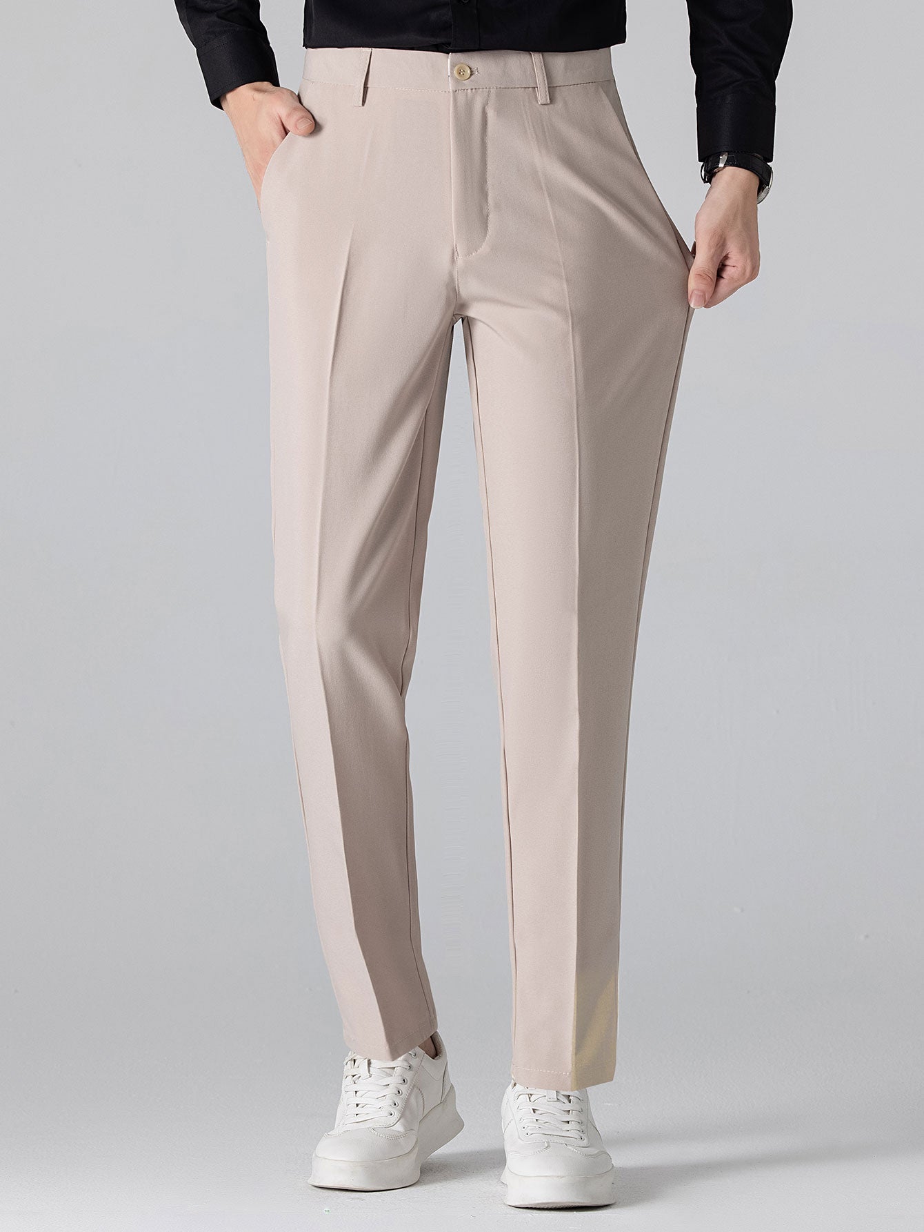 Polo V col jacquard & pantalon fuselé – Ensemble golf homme