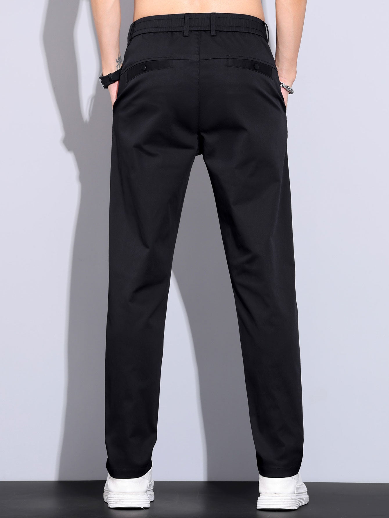 Pantalon droit à taille élastique élégant et classique pour homme