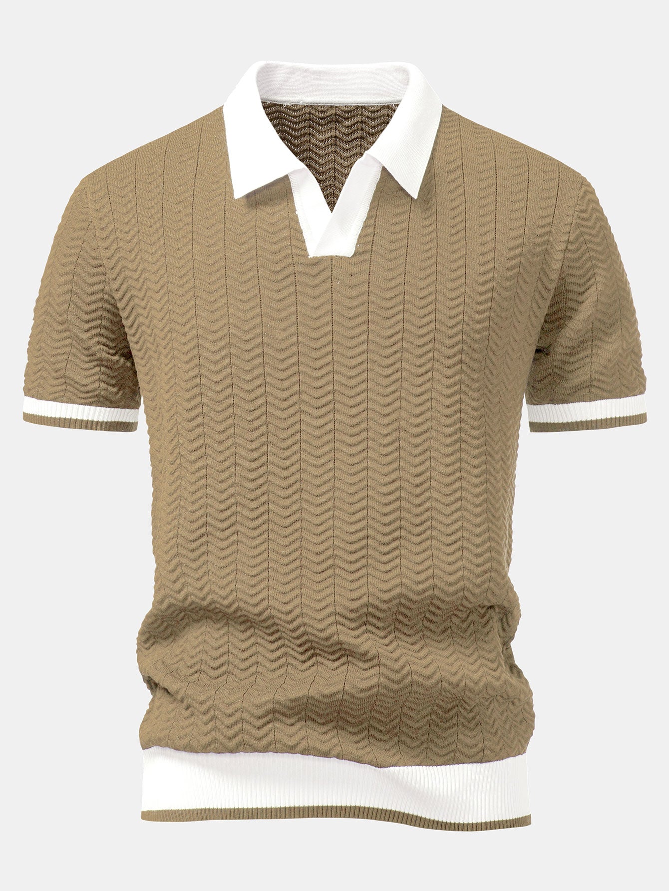 Chemises au crochet homme polo tricoté col V élégant tendance