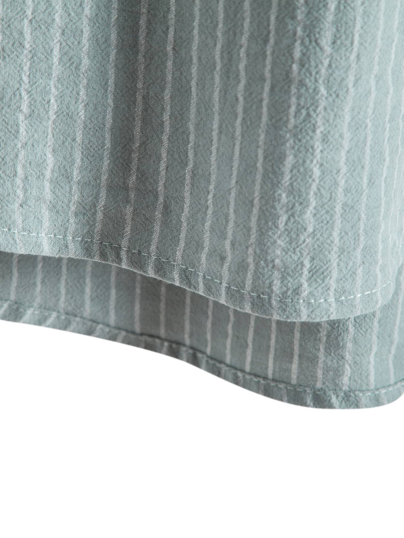 Chemise boutonnée à manches courtes et rayures en lin pour homme