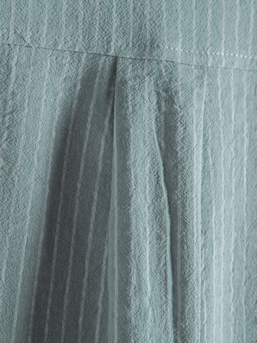 Chemise boutonnée à manches courtes et rayures en lin pour homme