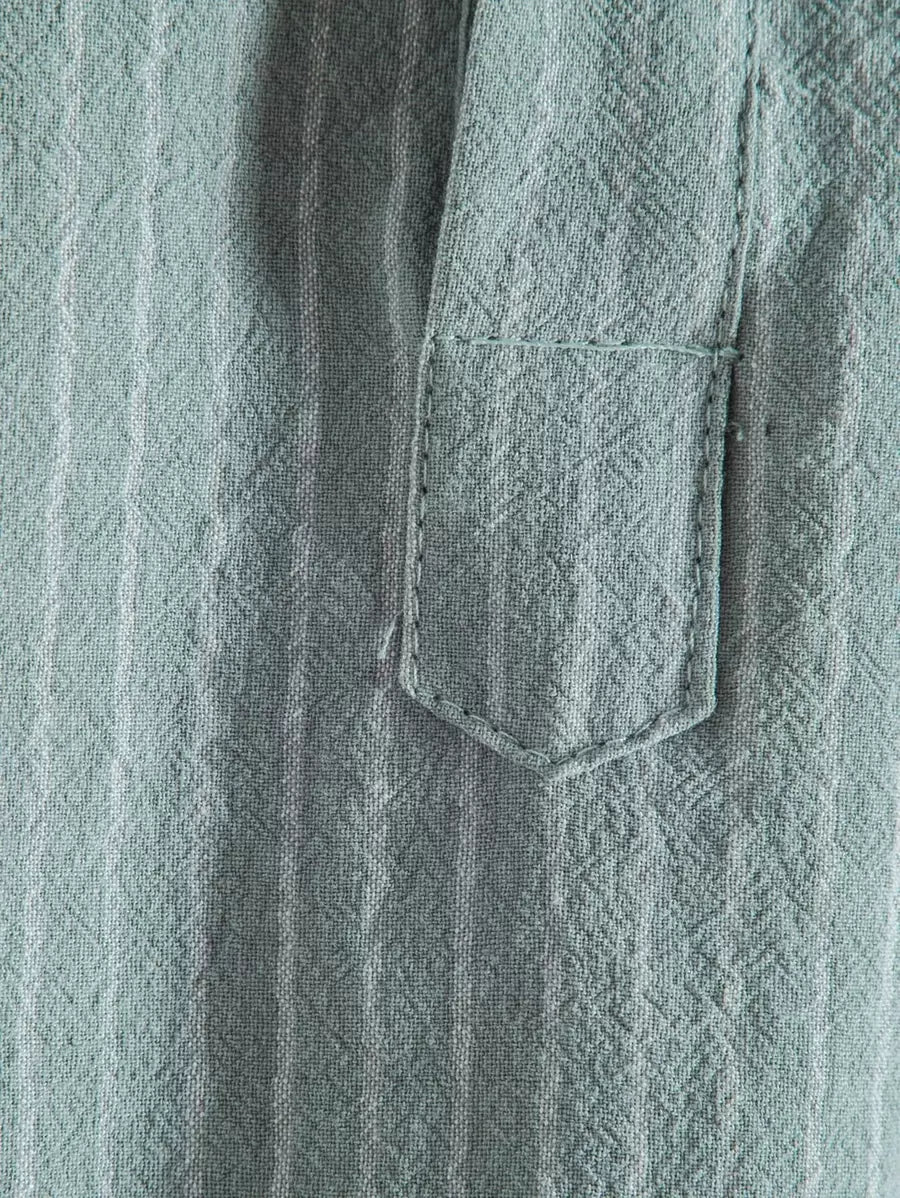 Chemise boutonnée à manches courtes et rayures en lin pour homme