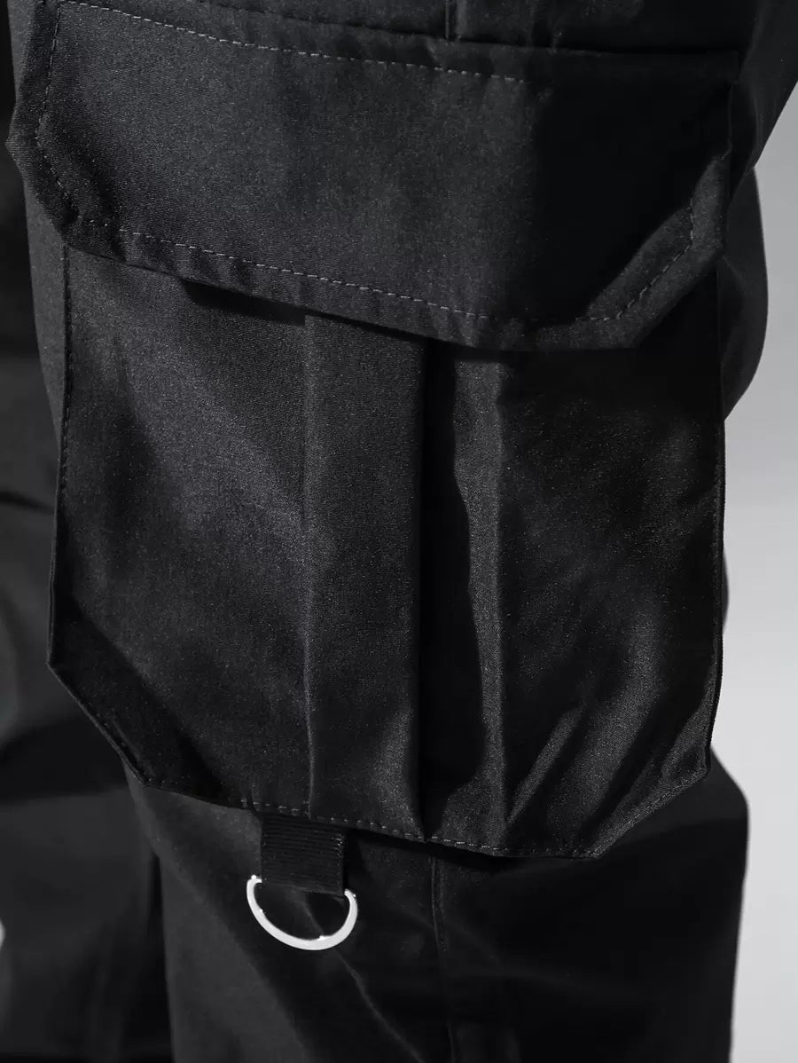 Pantalon cargo ample avec poches à rabat et cordons de serrage pour homme