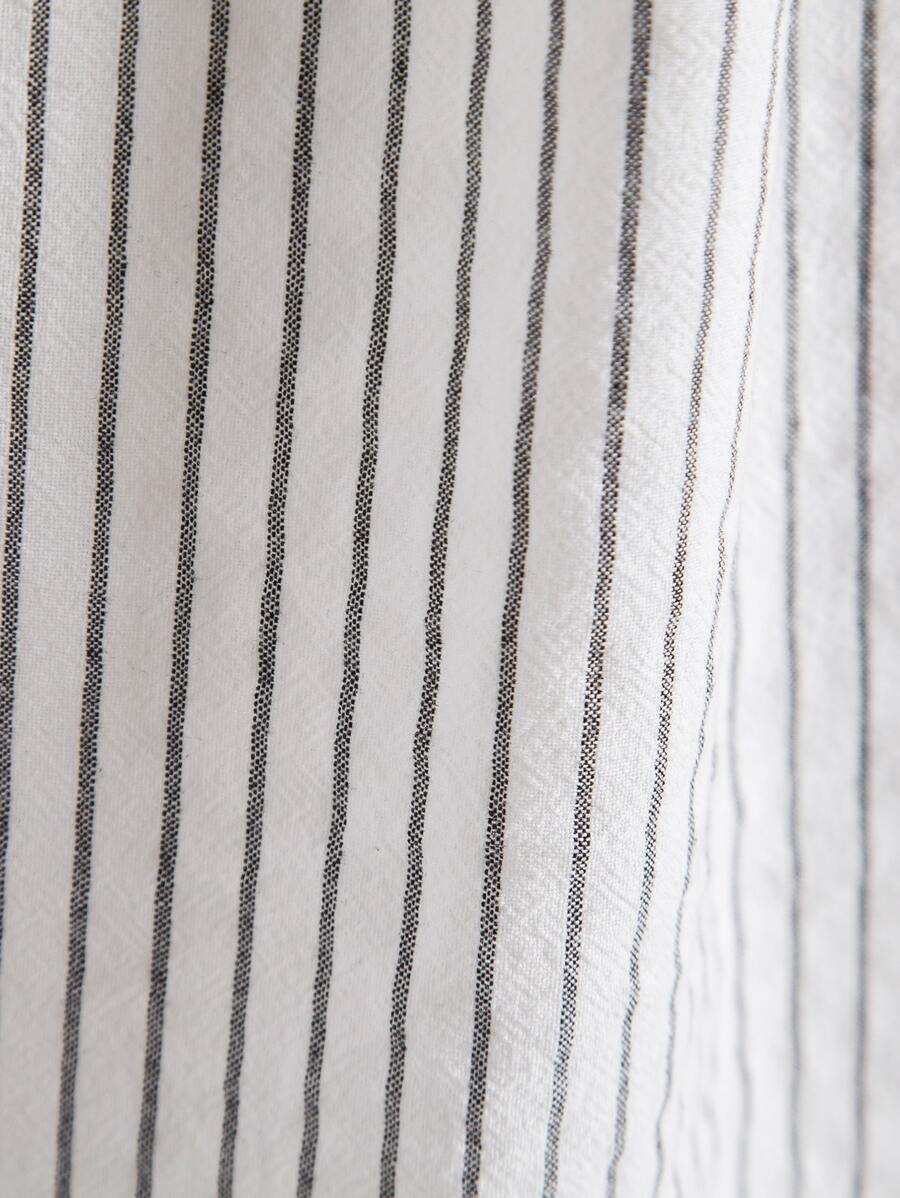 Chemise boutonnée à manches courtes et rayures en lin pour homme