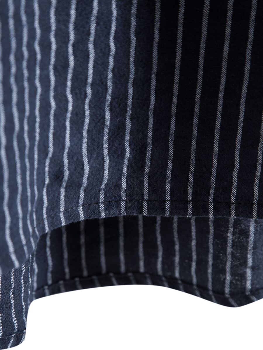 Chemise boutonnée à manches courtes et rayures en lin pour homme