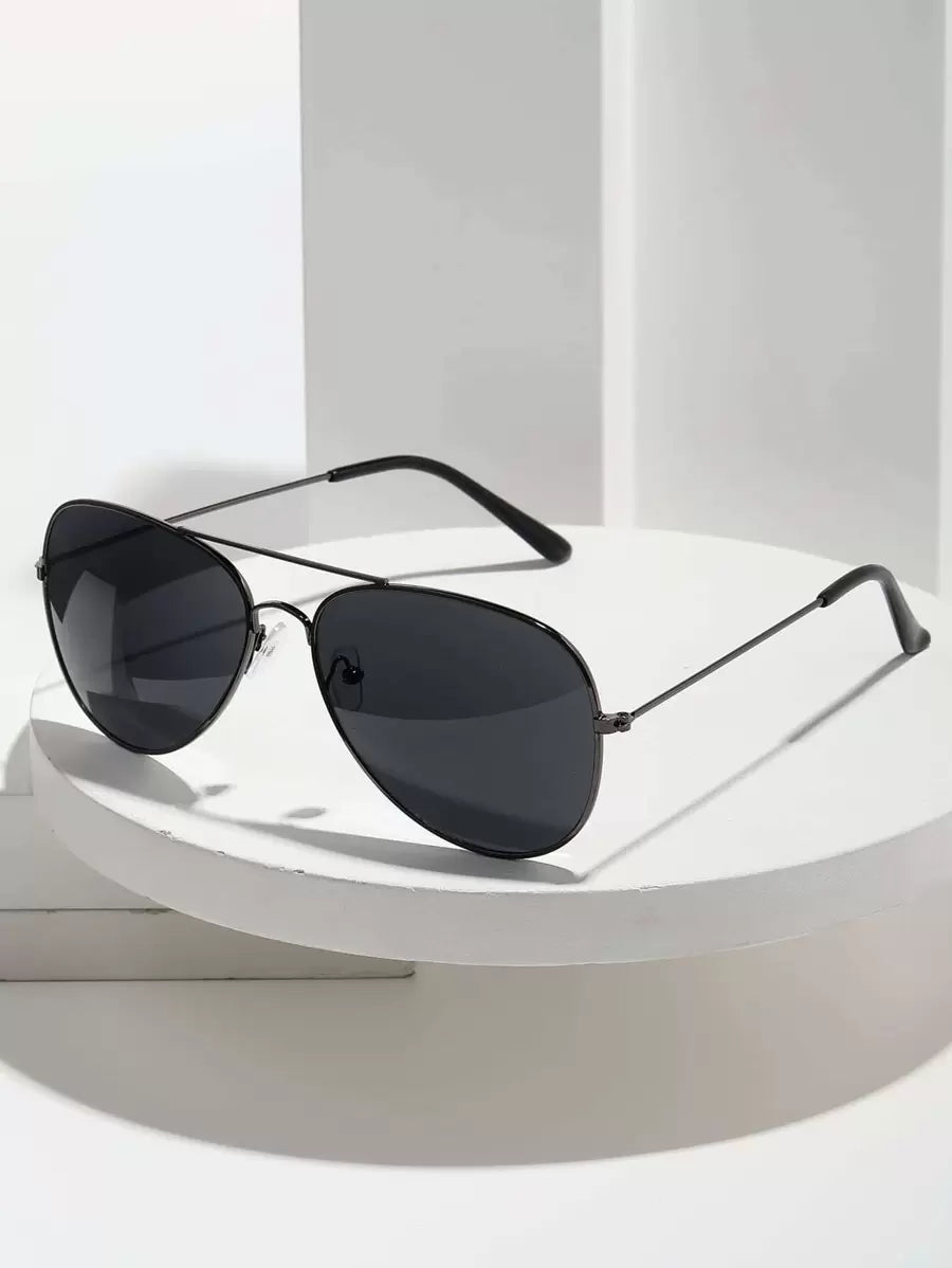 Lunettes de soleil rétro à double pont en métal – Style denim western des années 90