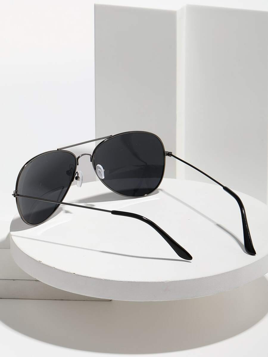 Lunettes de soleil rétro à double pont en métal – Style denim western des années 90