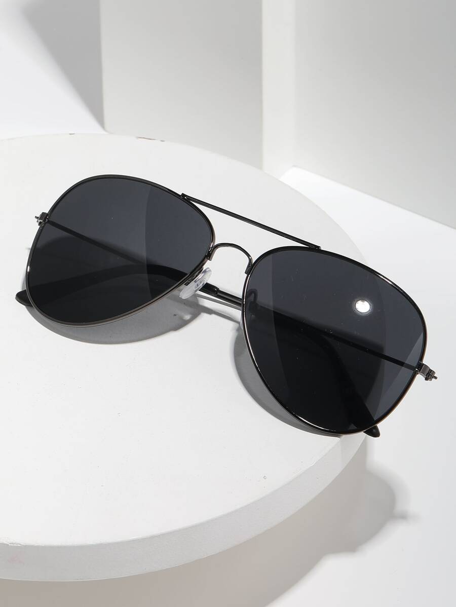 Lunettes de soleil rétro à double pont en métal – Style denim western des années 90