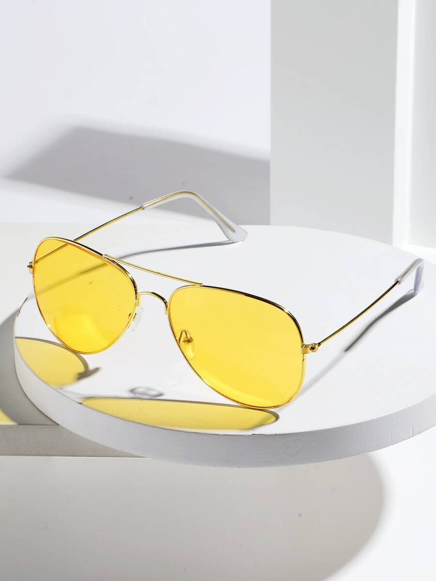 Lunettes de soleil rétro à double pont en métal – Style denim western des années 90