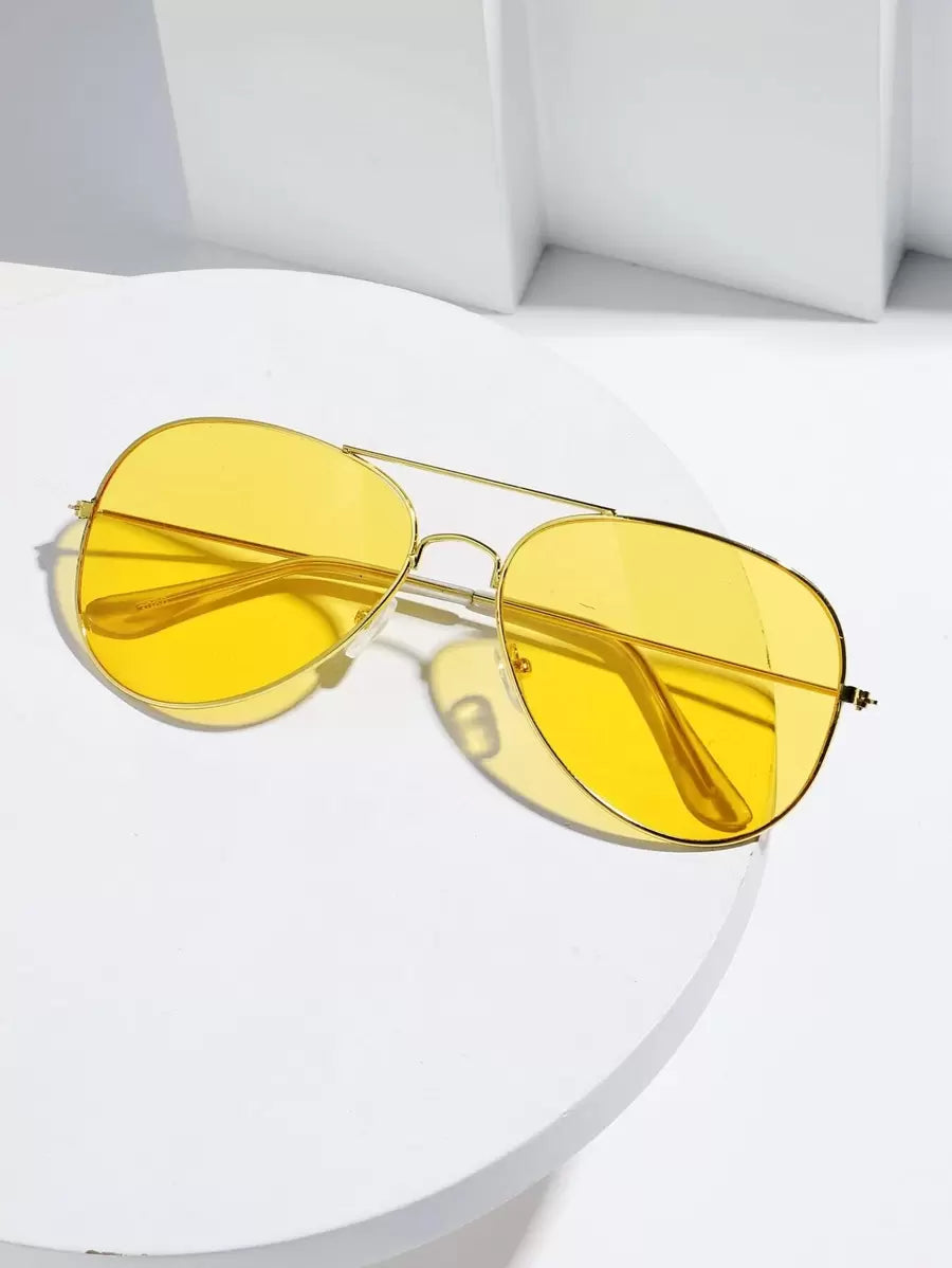 Lunettes de soleil rétro à double pont en métal – Style denim western des années 90