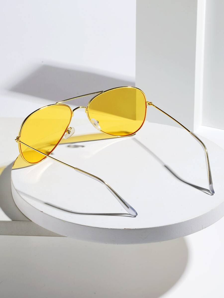 Lunettes de soleil rétro à double pont en métal – Style denim western des années 90