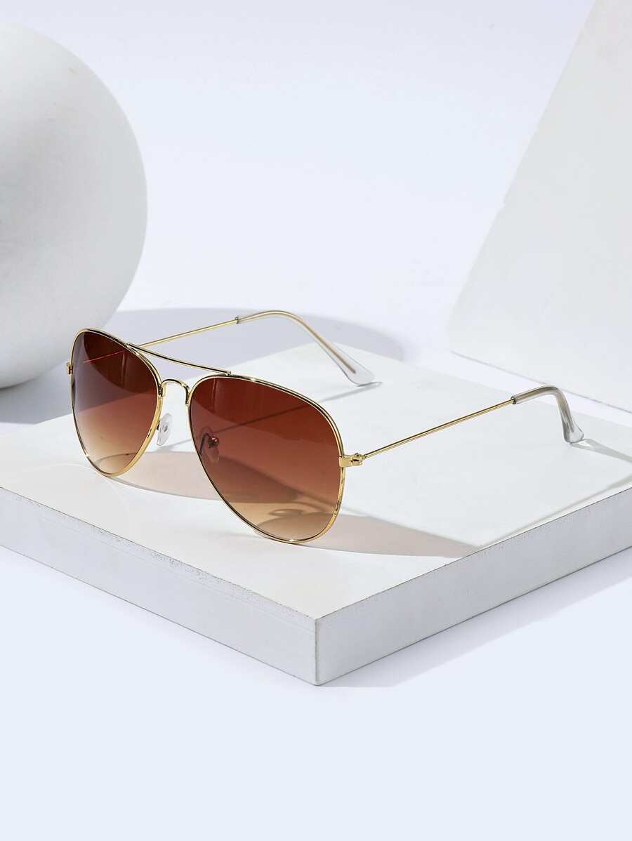 Lunettes de soleil rétro à double pont en métal – Style denim western des années 90