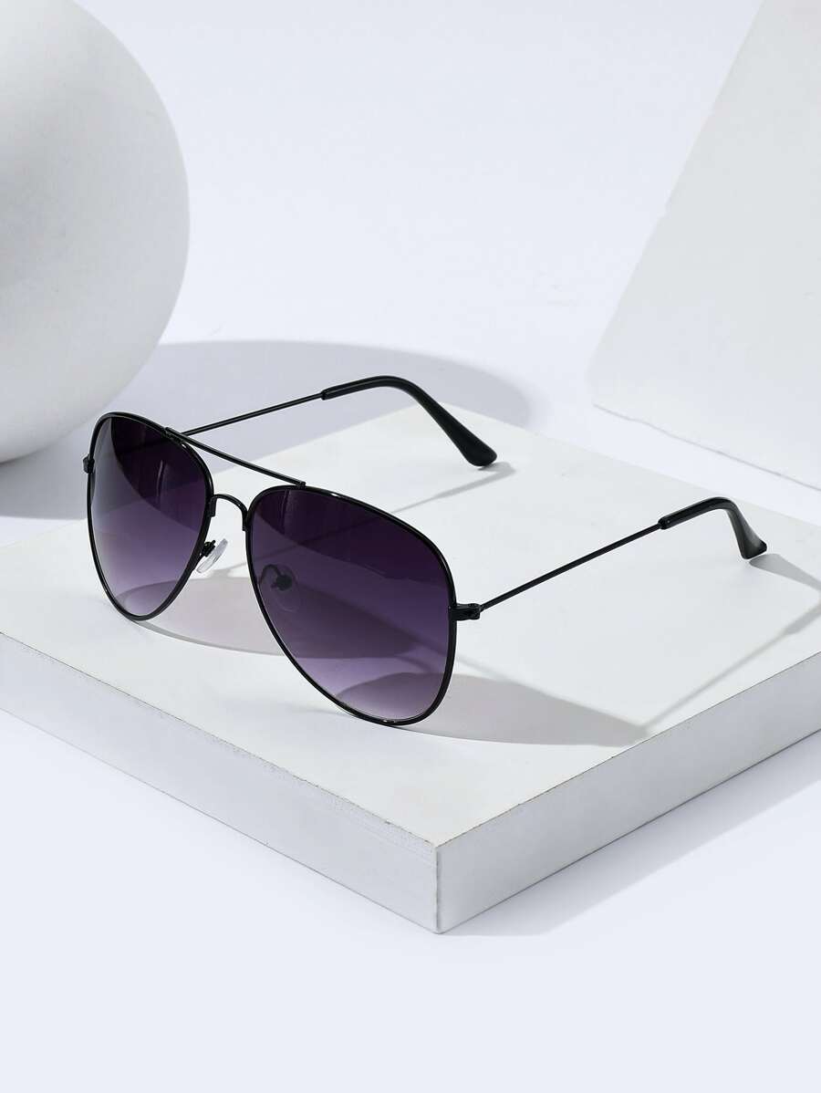 Lunettes de soleil rétro à double pont en métal – Style denim western des années 90
