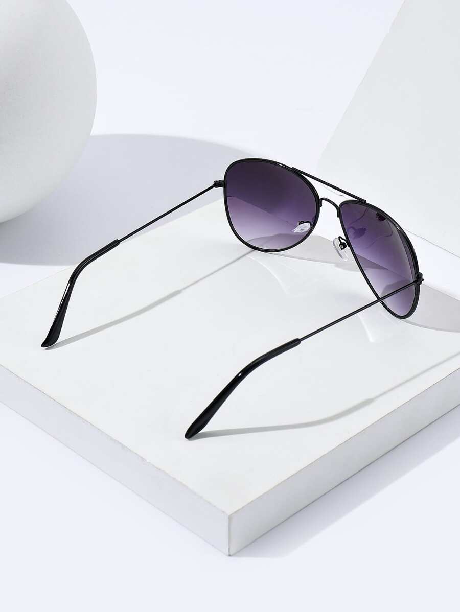 Lunettes de soleil rétro à double pont en métal – Style denim western des années 90