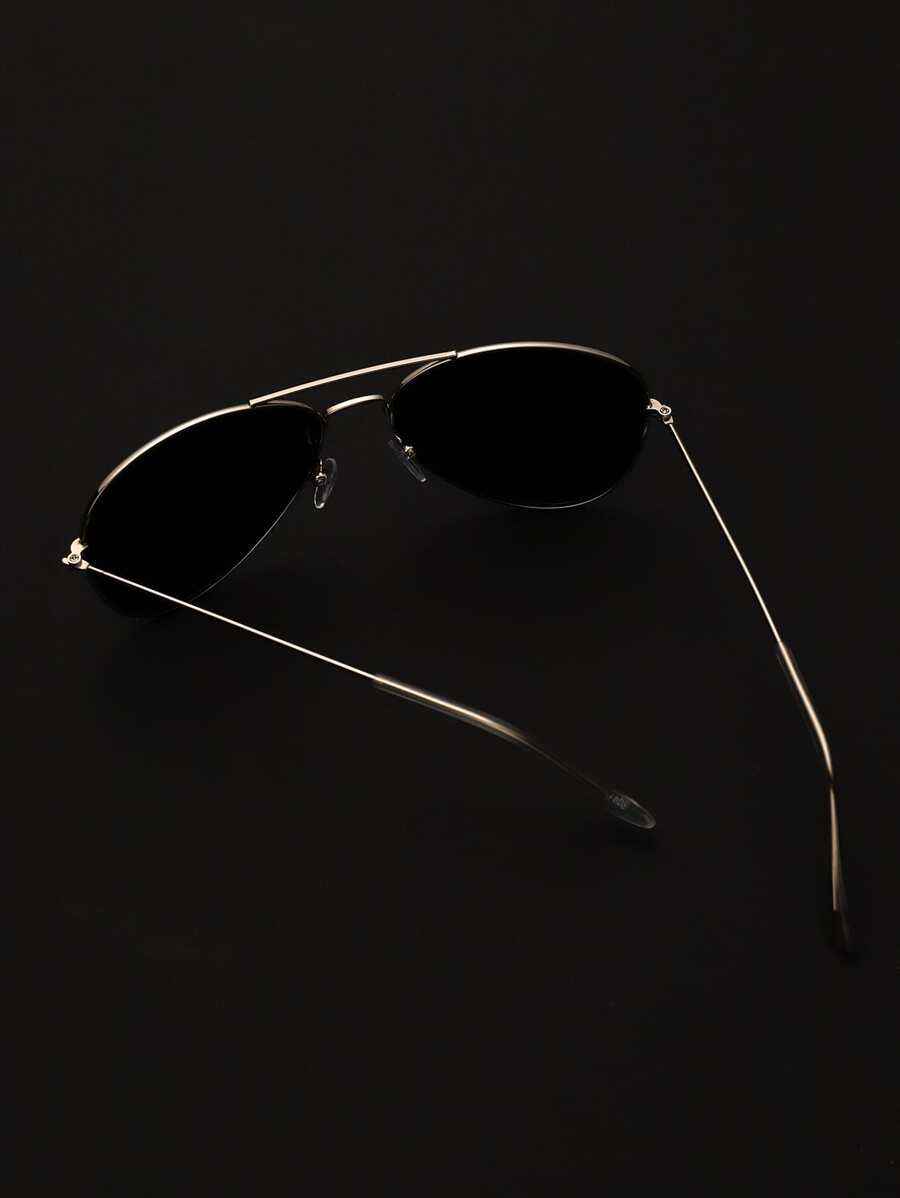 Lunettes de soleil rétro à double pont en métal – Style denim western des années 90