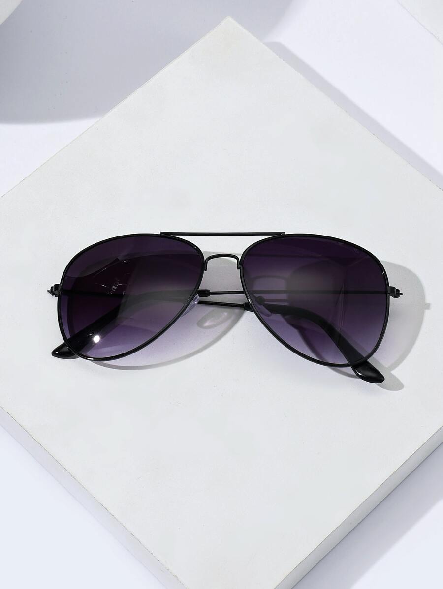 Lunettes de soleil rétro à double pont en métal – Style denim western des années 90