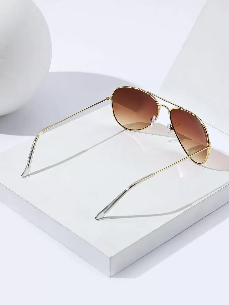 Lunettes de soleil rétro à double pont en métal – Style denim western des années 90