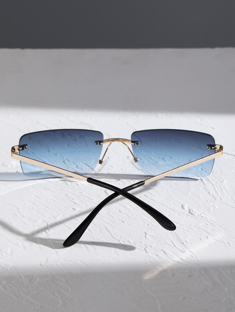 Lunettes de soleil rétro carrées sans monture pour hommes