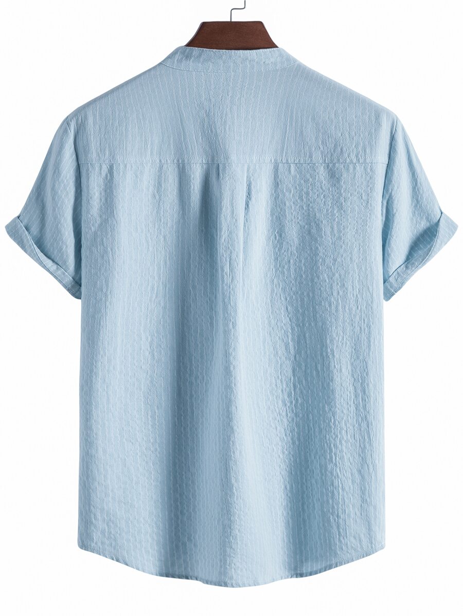 Chemise boutonnée à manches courtes et rayures en lin pour homme