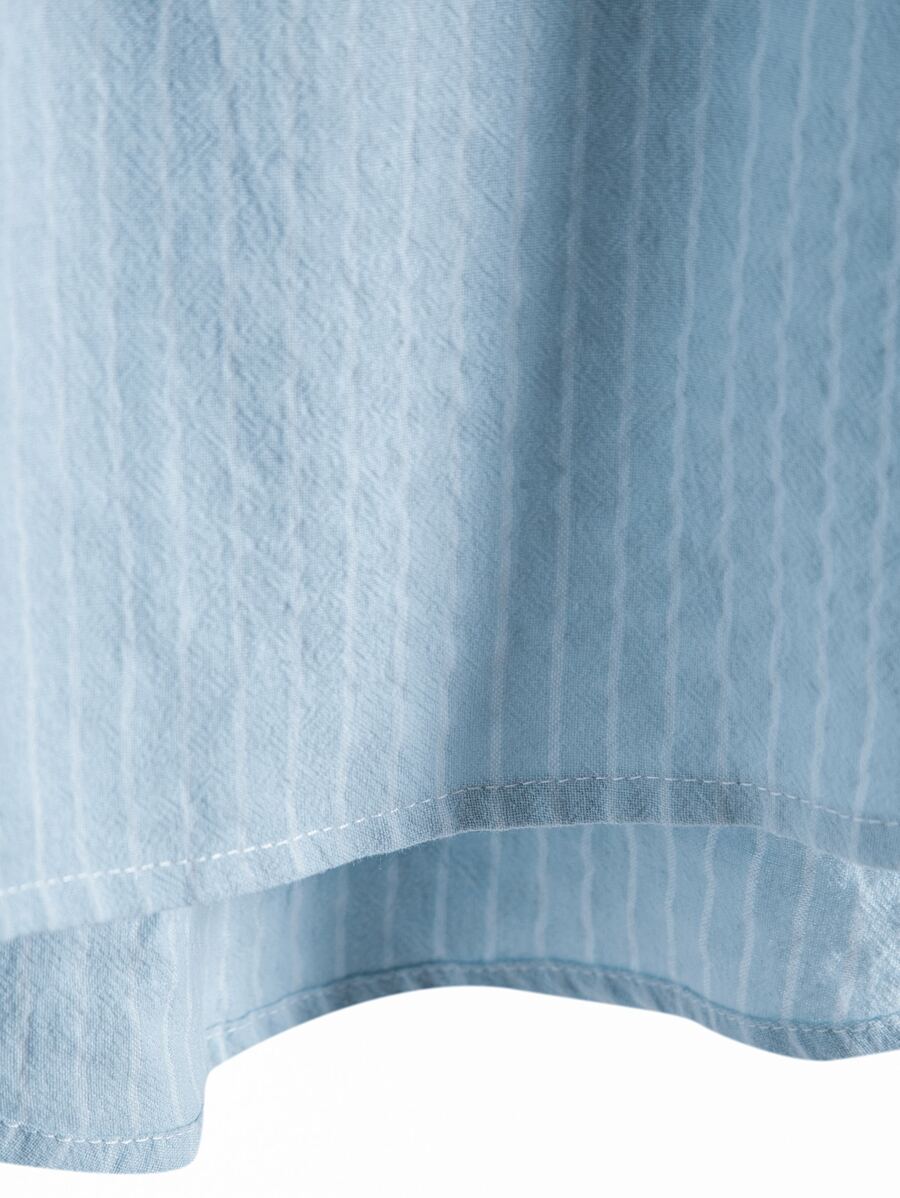 Chemise boutonnée à manches courtes et rayures en lin pour homme