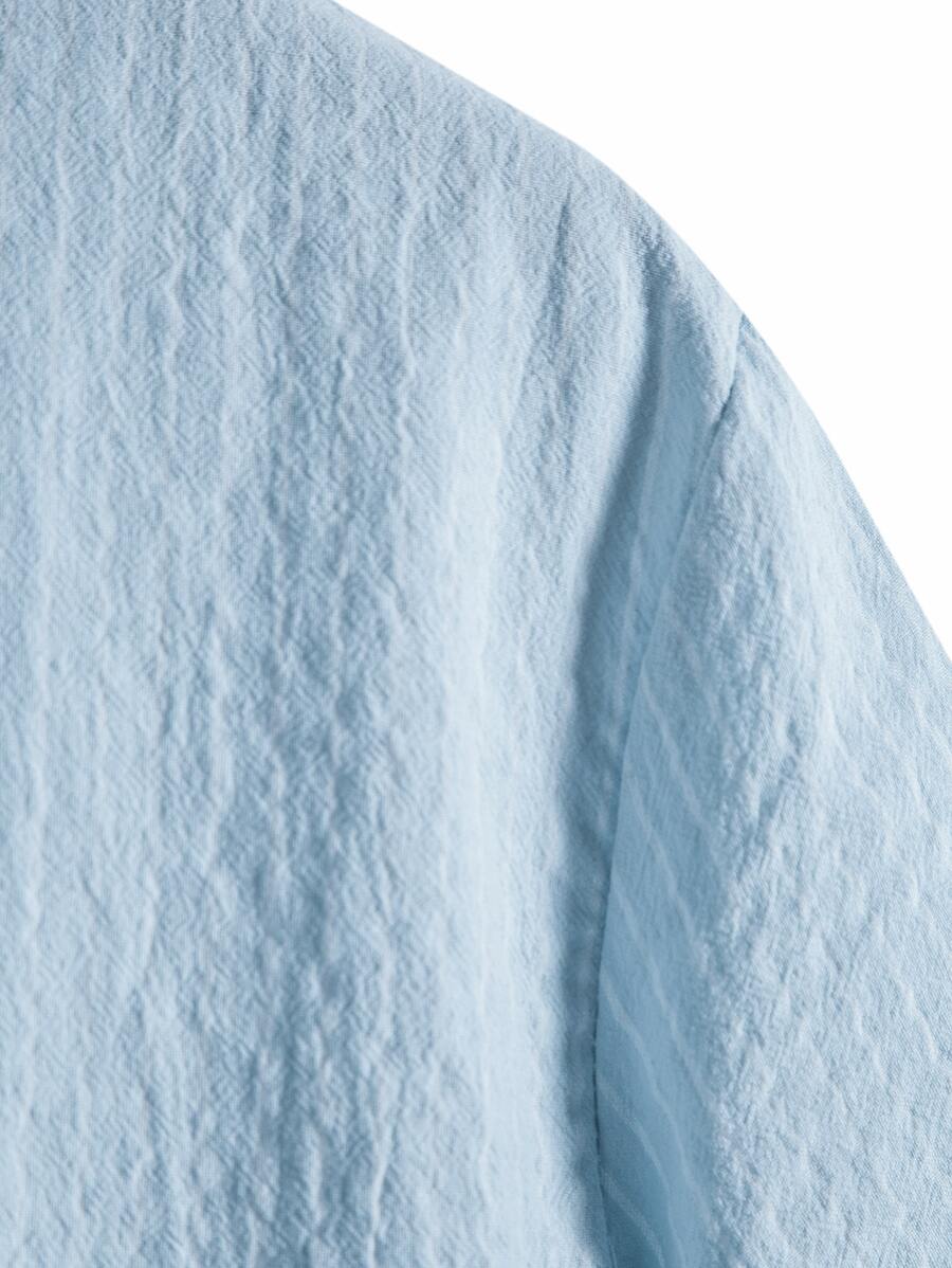 Chemise boutonnée à manches courtes et rayures en lin pour homme