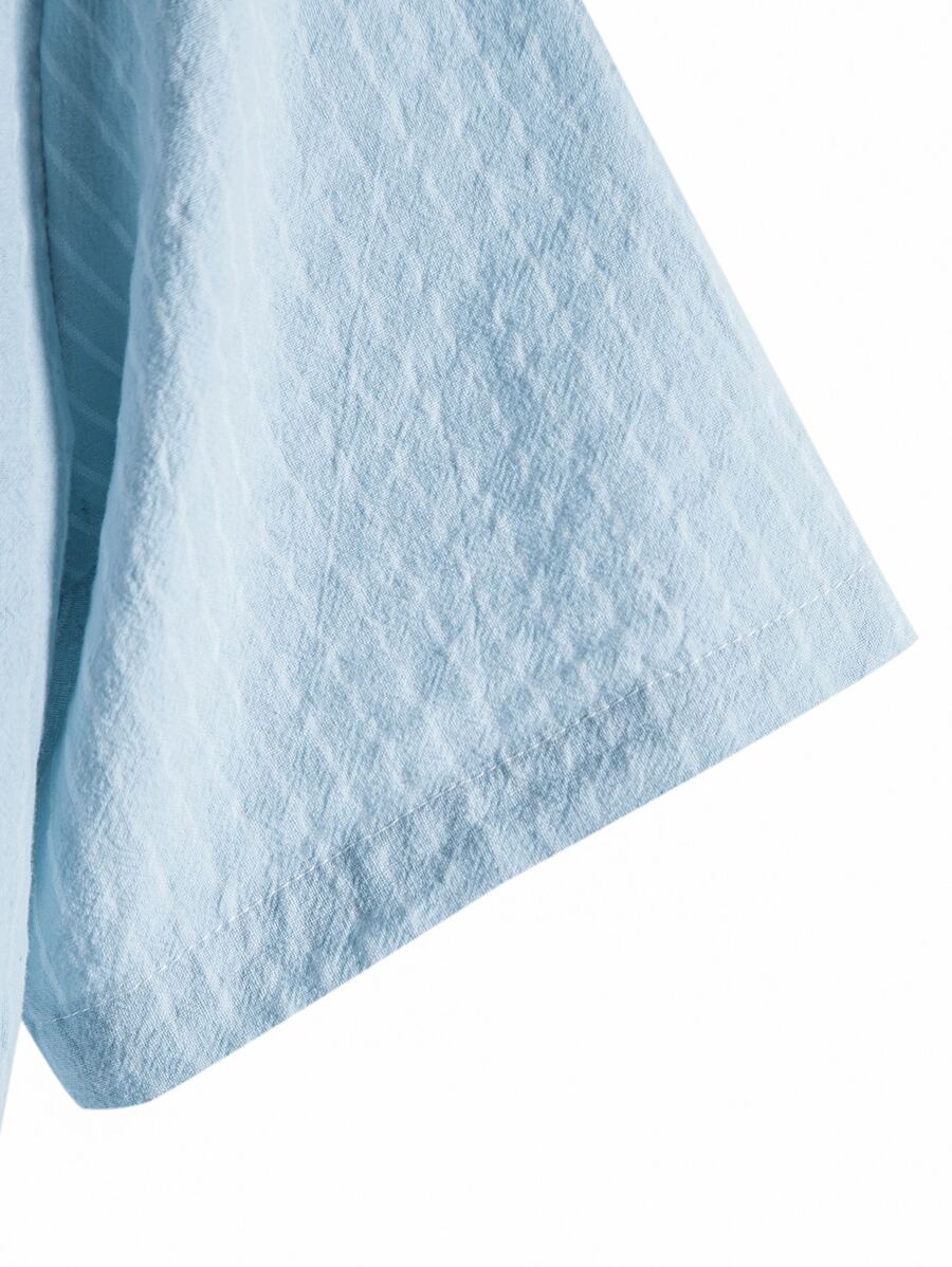 Chemise boutonnée à manches courtes et rayures en lin pour homme