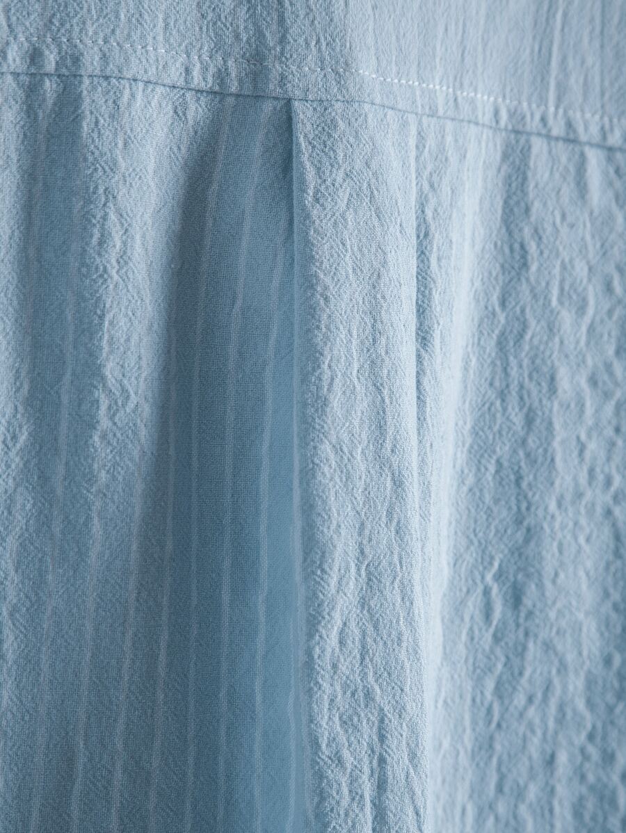 Chemise boutonnée à manches courtes et rayures en lin pour homme