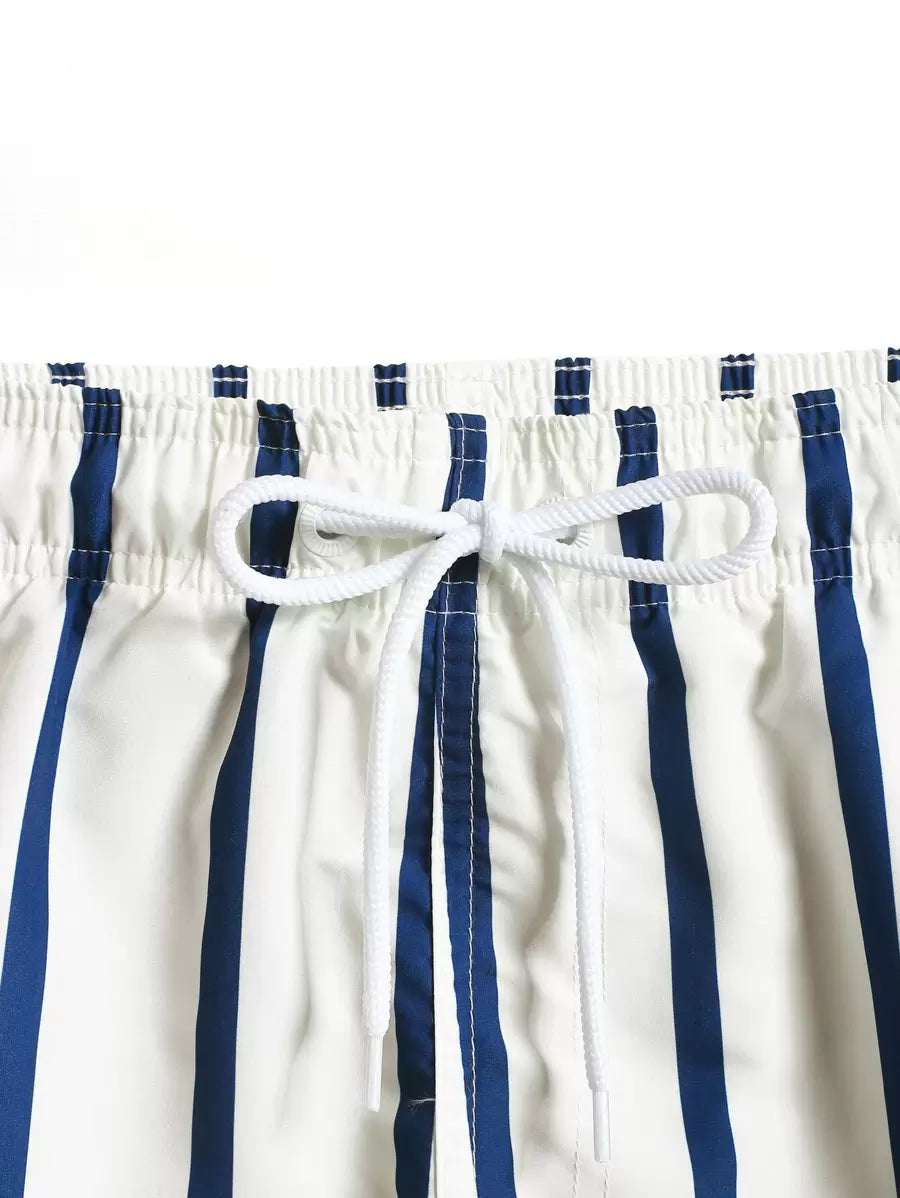 Short décontracté à rayures et taille élastique – Short à séchage rapide pour homme