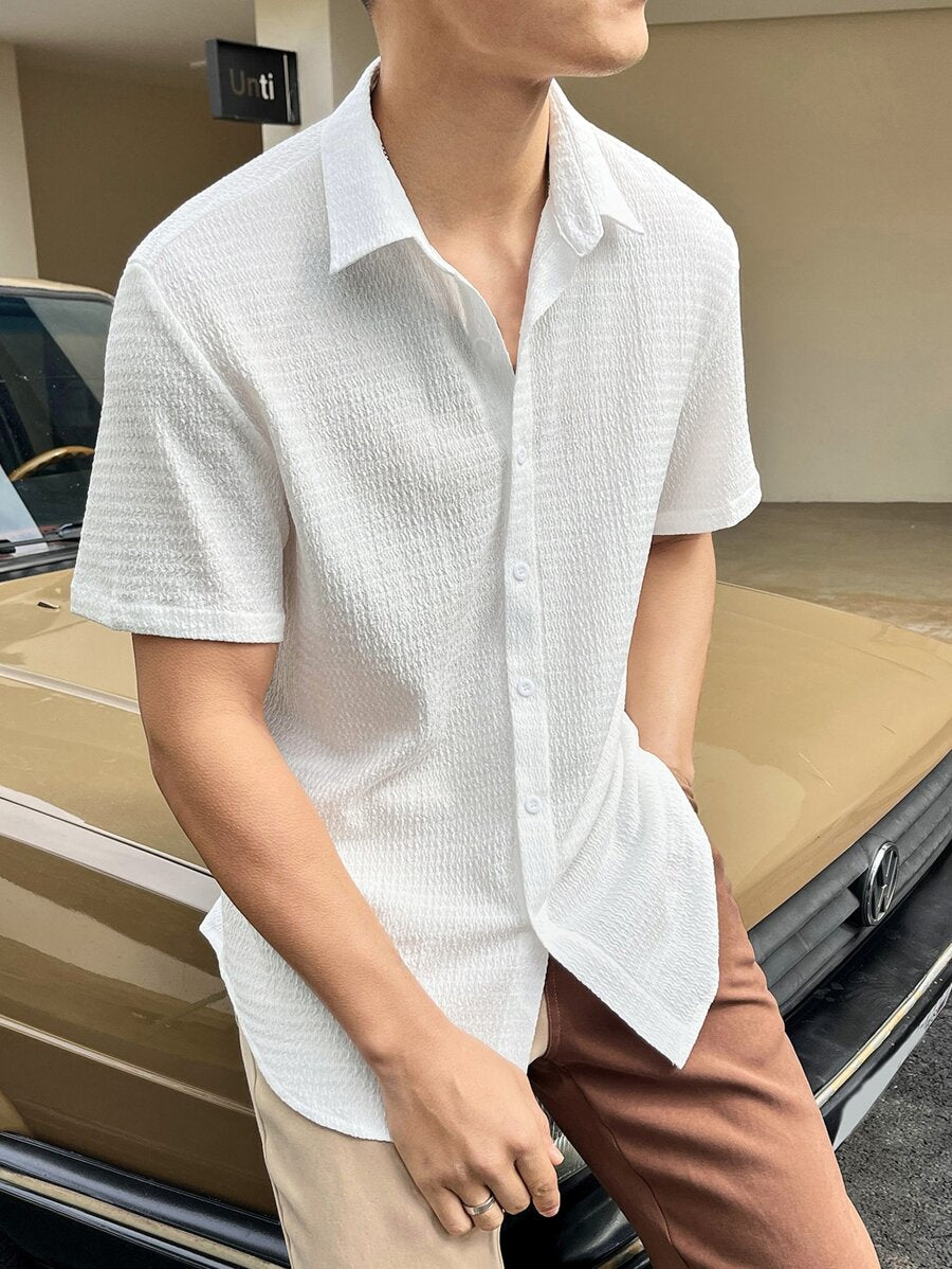 Chemise boutonnée à épaules tombantes coupe régulière pour homme
