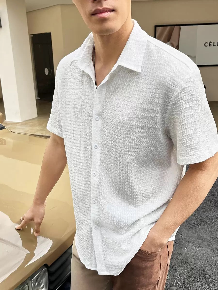 Chemise boutonnée à épaules tombantes coupe régulière pour homme