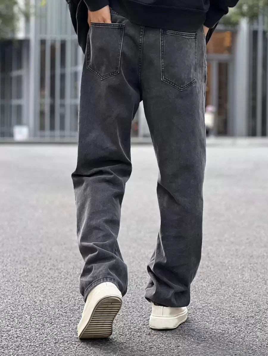 Pantalon ample droit pour homme – Denim décontracté à jambe large