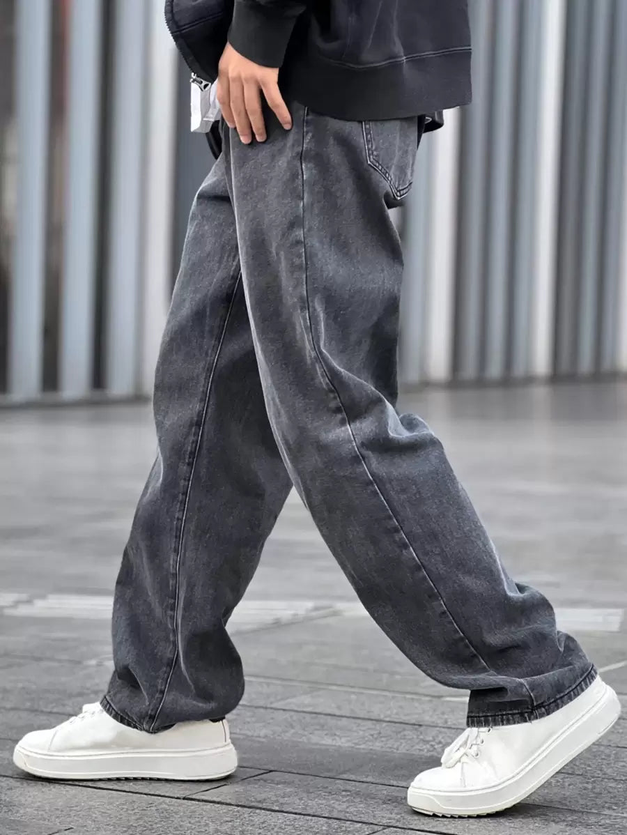 Pantalon ample droit pour homme – Denim décontracté à jambe large