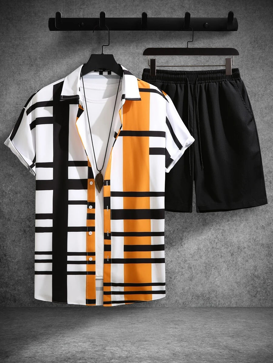 Deux ensemble pièces à carreaux de style moderne pour homme - Tenue de villégiature