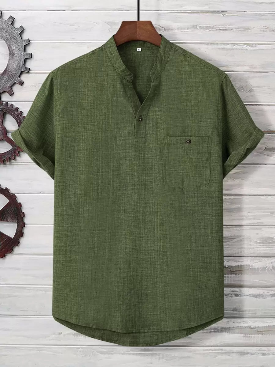 Chemise ample en lin avec poche – Streetwear léger pour homme