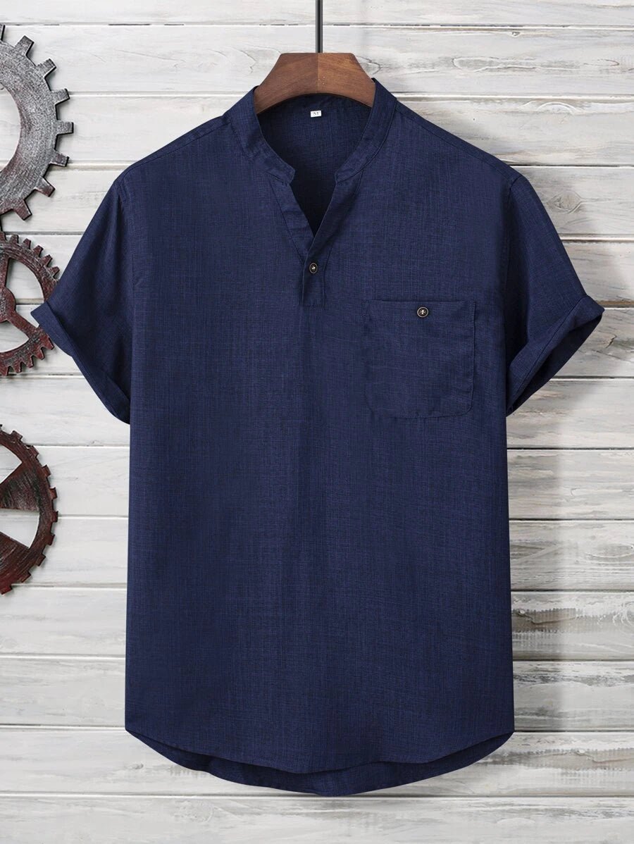 Chemise ample en lin avec poche – Streetwear léger pour homme