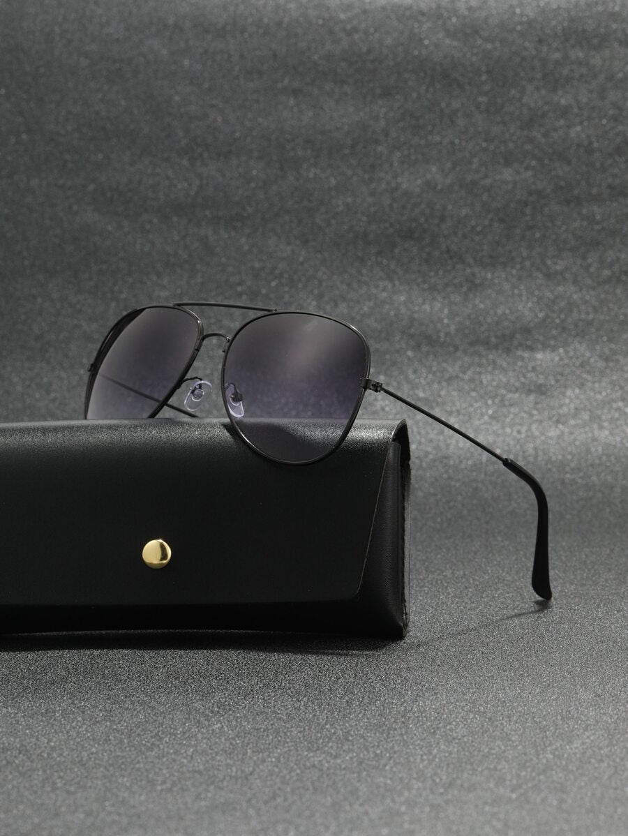 Lunettes de soleil rétro à double pont en métal – Style denim western des années 90