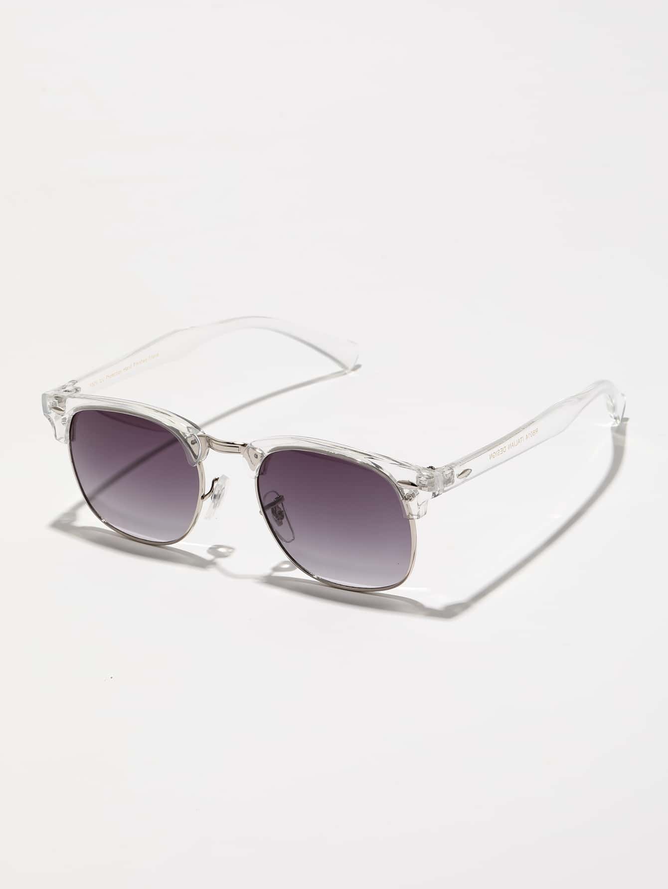 Lunettes de soleil à monture métallique avec verres réfléchissants dégradés