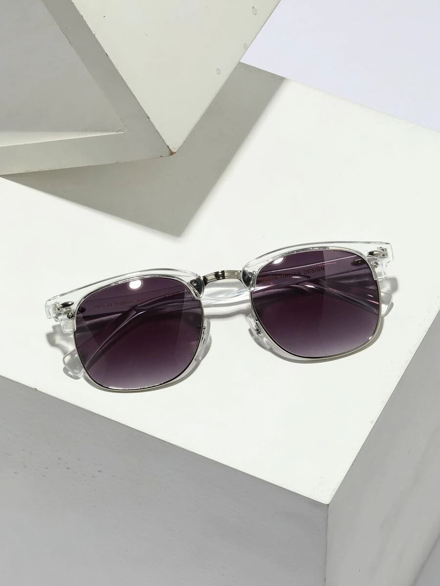 Lunettes de soleil à monture métallique avec verres réfléchissants dégradés