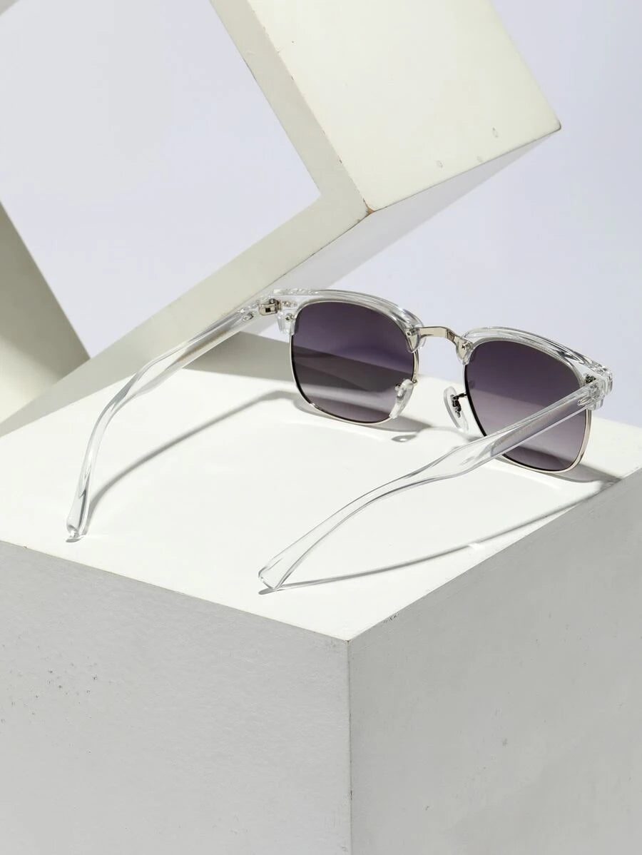 Lunettes de soleil à monture métallique avec verres réfléchissants dégradés