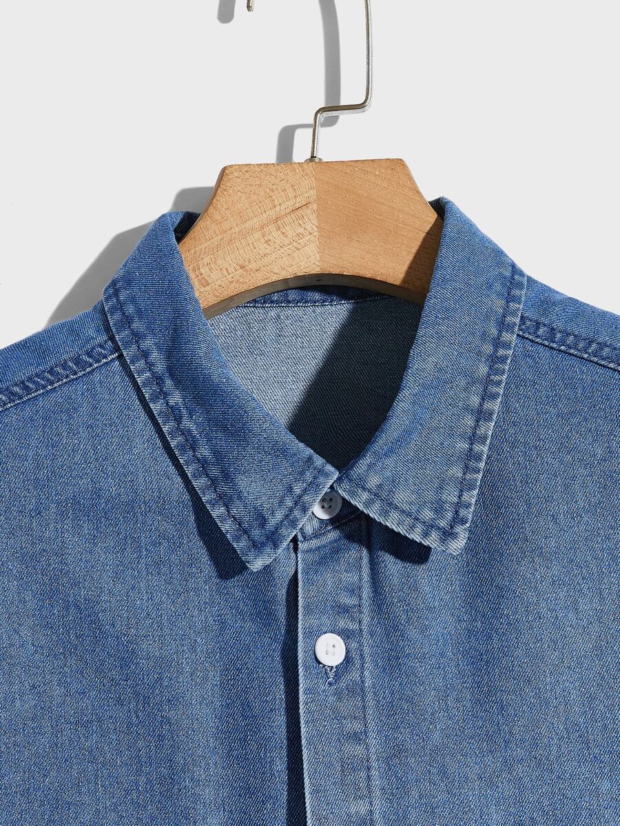 Chemise en jean décontractée à manches longues avec deux poches pour homme