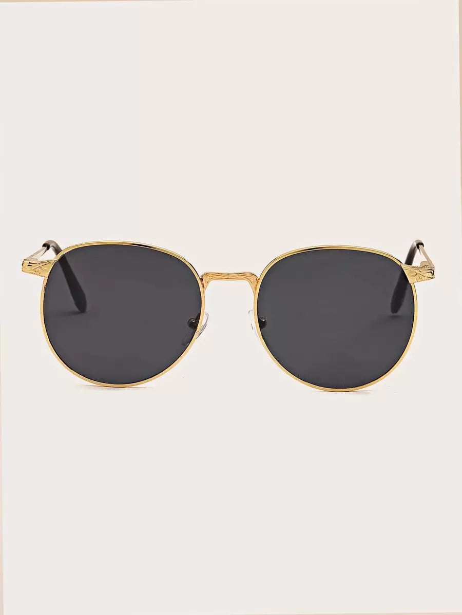 Lunettes de soleil rétro décoratives à monture métallique de style aviateur