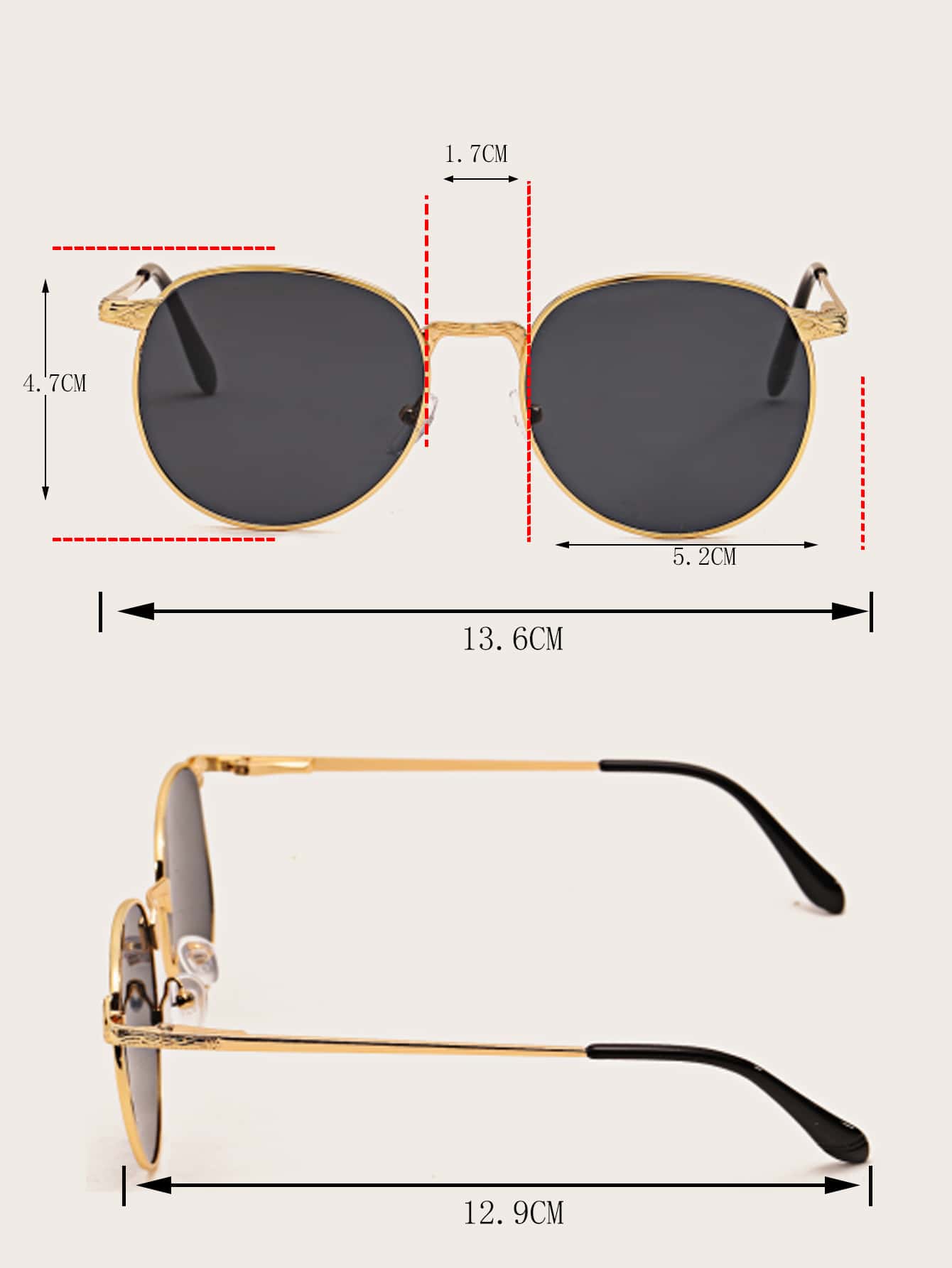 Lunettes de soleil rétro décoratives à monture métallique de style aviateur