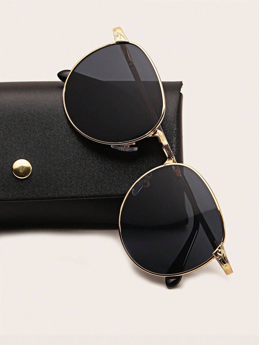 Lunettes de soleil rétro décoratives à monture métallique de style aviateur