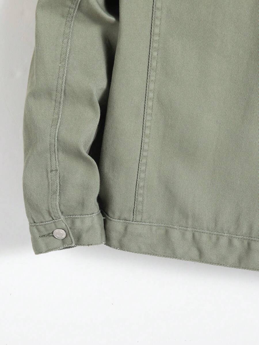 Chemise en jean décontractée unie avec poche à rabat pour homme