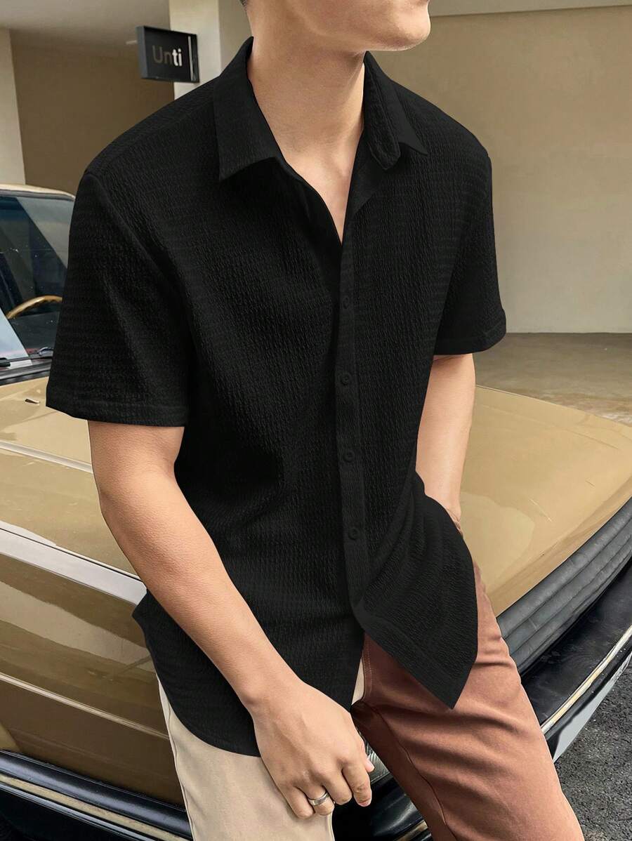 Chemise boutonnée à épaules tombantes coupe régulière pour homme