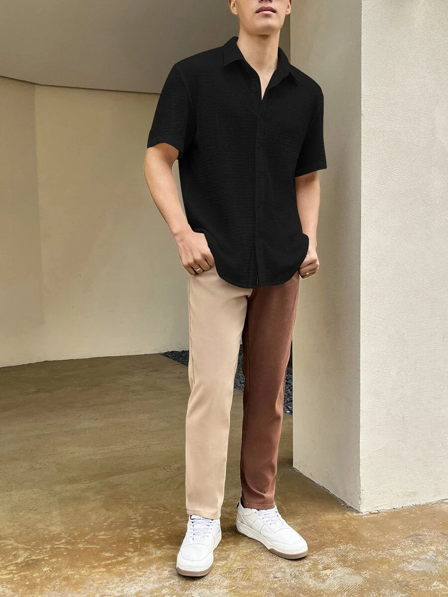 Chemise boutonnée à épaules tombantes coupe régulière pour homme